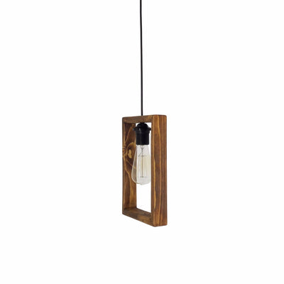 Lampadario una luce moderno in legno massello colore noce cm 20x4x80h