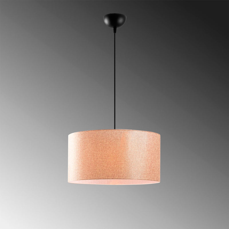 Lampadario zona living una luce moderno paralume in tessuto cm 40x118h