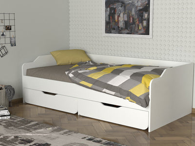 letto singolo con cassetti estraibili in legno colore bianco
