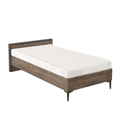 Letto singolo sommier moderno in legno colore noce inserto antracite cm 98x200x59h