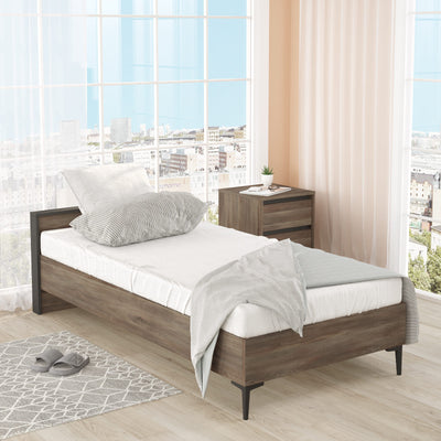 letto moderno singolo sommier in legno colore noce antracite opaco