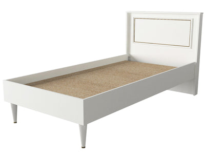 Letto singolo stile classico in legno bianco con cornice dorata cm 99x197x91h