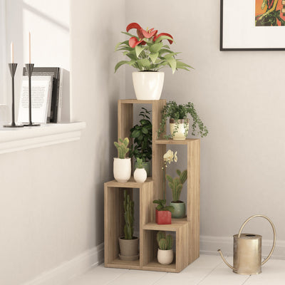Libreria porta piante a moduli in legno colore rovere chiaro cm 84x40x89h