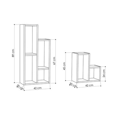 Libreria porta piante a moduli in legno colore rovere chiaro cm 84x40x89h