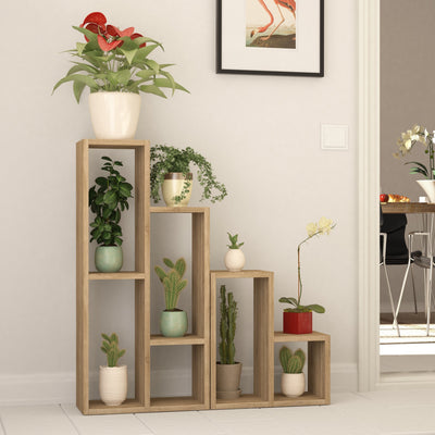 Libreria porta piante a moduli in legno colore rovere chiaro cm 84x40x89h