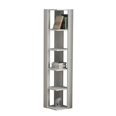 Libreria ad angolo design in legno 5 vani a giorno per casa e ufficio cm 34x34x161h