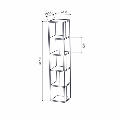 Libreria ad angolo da terra design geometrico in legno bianco 5 vani a giorno cm 34x34x161h