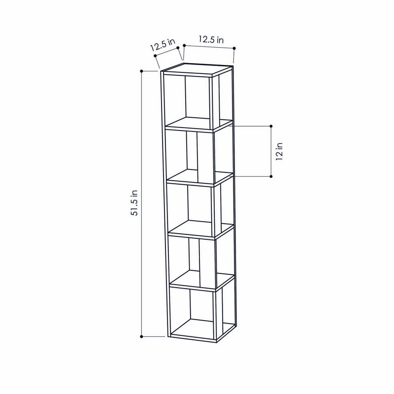Libreria ad angolo da terra design geometrico in legno bianco 5 vani a giorno cm 34x34x161h