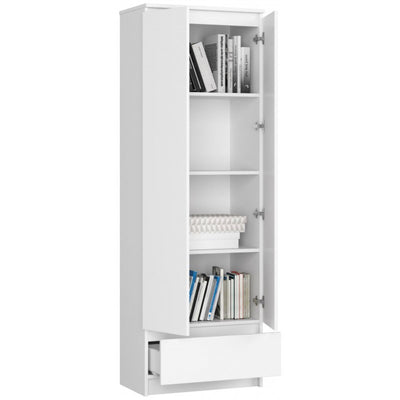 Dimat - Armadio moderno con ripiani 2 ante e cassetto cm 60x35x180h - vari colori
