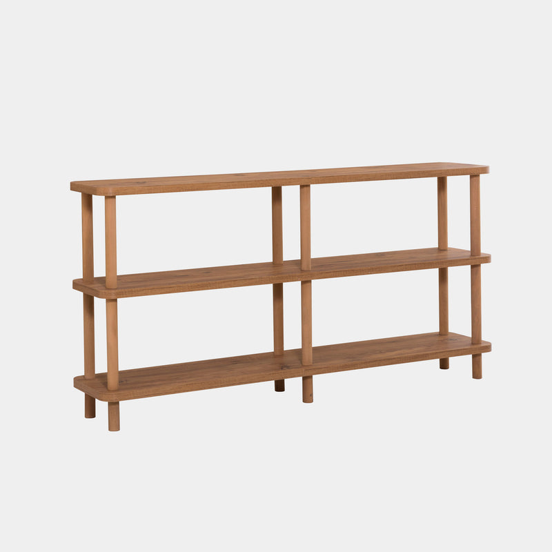 Libreria bassa ingresso in legno 4 vani a giorno design minimal cm 150x35x75h