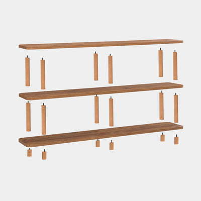 Libreria bassa ingresso in legno 4 vani a giorno design minimal cm 150x35x75h