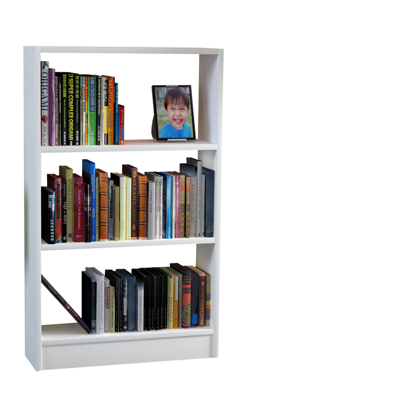 Libreria bassa da salotto 3 ripiani in legno colore bianco cm 60x19x100h