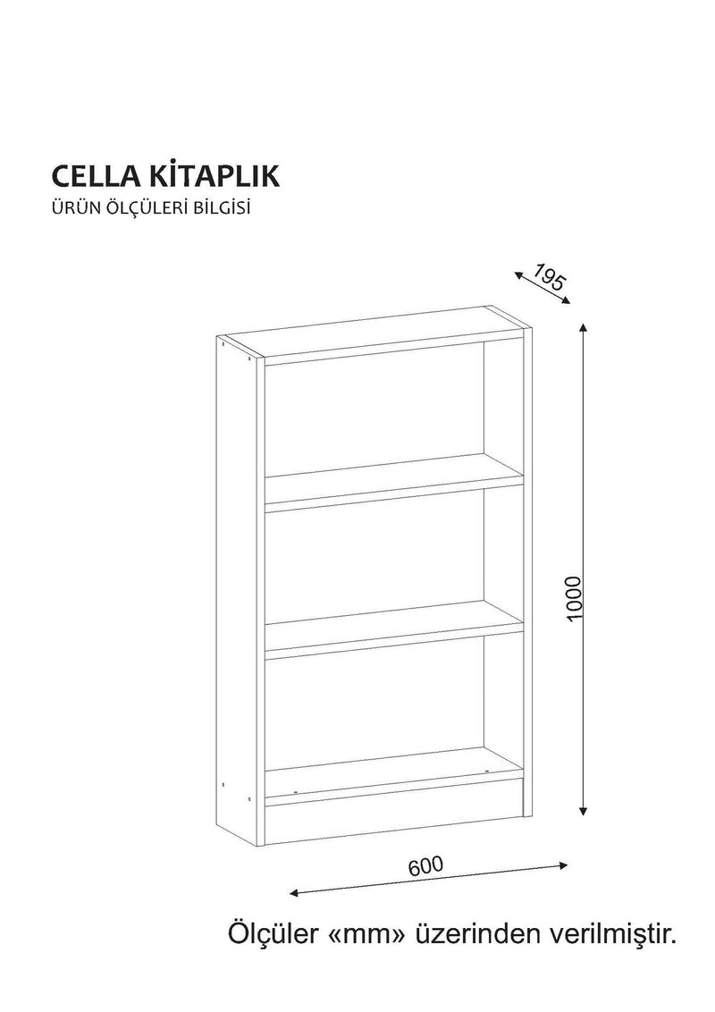 Libreria bassa da salotto 3 ripiani in legno colore bianco cm 60x19x100h