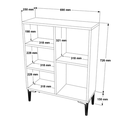 Libreria piccola moderna 5 vani colore legno naturale cm 69x25x87h