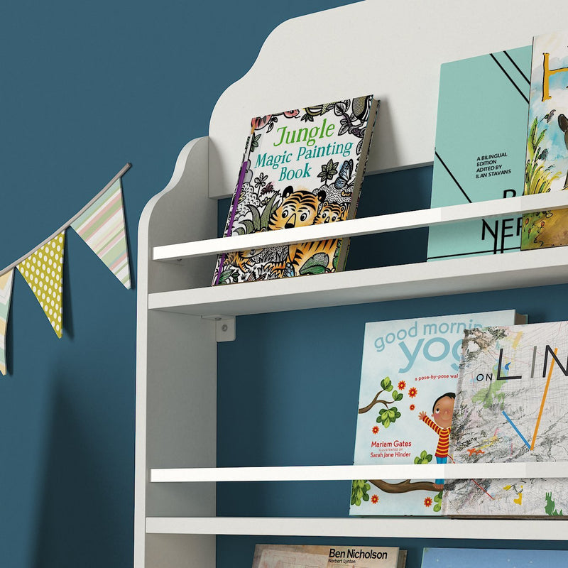 Libreria da parete sospesa 4 ripiani per cameretta in legno cm 80x12x132h