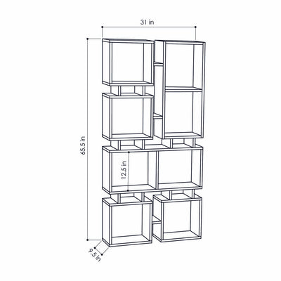 Libreria moderna da salotto bifacciale in legno naturale cm 79x24x167h