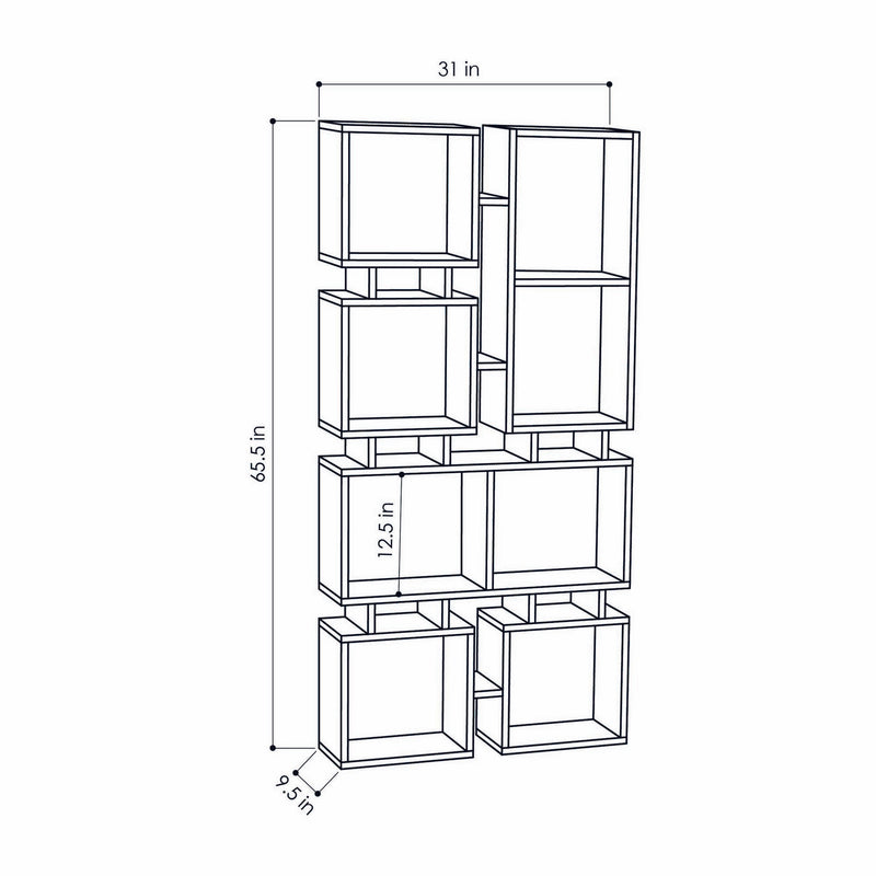Libreria moderna da salotto bifacciale in legno naturale cm 79x24x167h