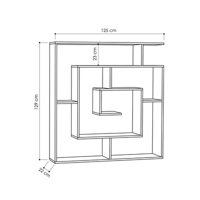 Libreria da terra chiocciola in legno 9 ripiani bifacciale per casa e ufficio cm 125x22x129h
