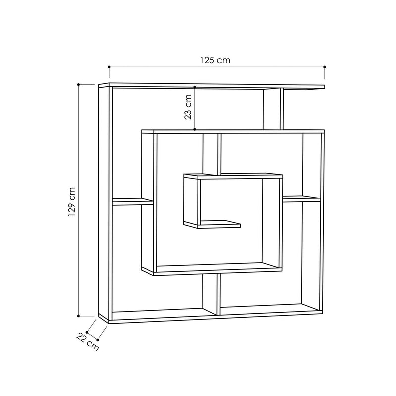Libreria da terra chiocciola in legno 9 ripiani bifacciale per casa e ufficio cm 125x22x129h