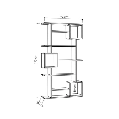 Libreria design con 5 ripiani e 3 vani moderna cm 92x28x173h - vari colori