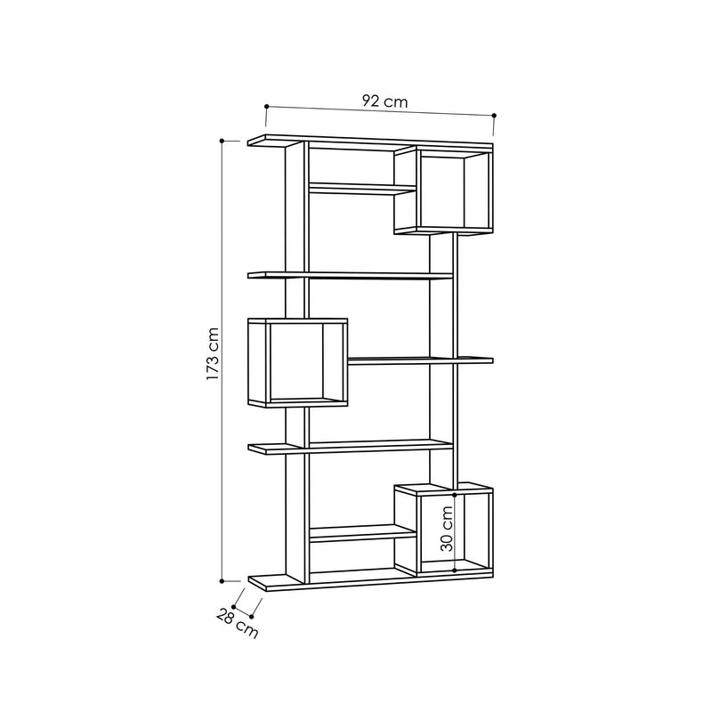 Libreria design con 5 ripiani e 3 vani moderna cm 92x28x173h - vari colori