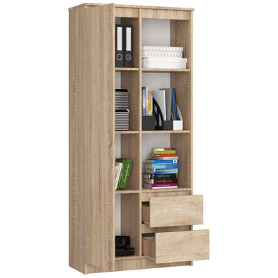 Salik - Mobile salotto libreria moderna con ripiani cassetti e anta cm 80x35x180h - vari colori