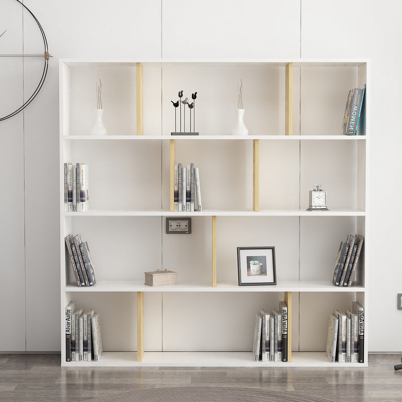 Libreria moderna salotto in legno bicolore bianco e quercia cm 145x22x145h
