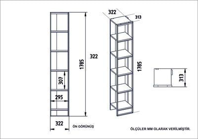 Libreria design a colonna 5 ripiani in metallo dorato e marmo nero cm 32x31x178h