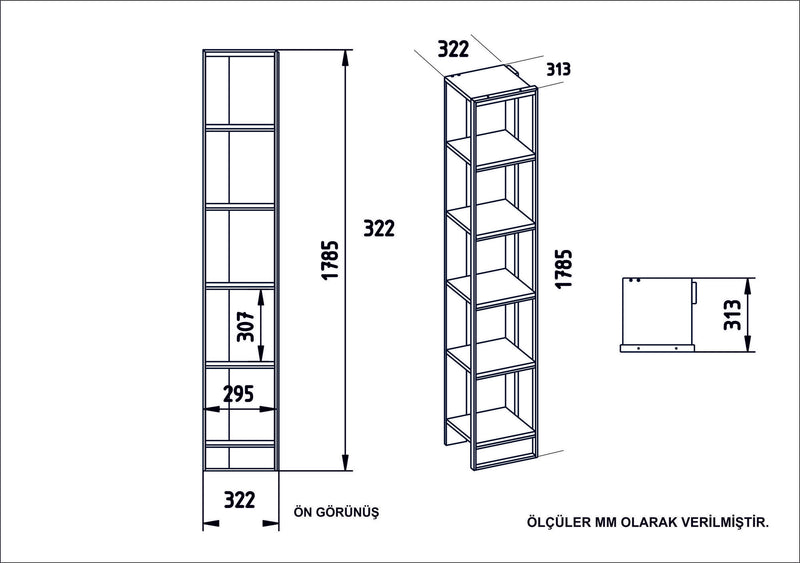 Libreria design a colonna 5 ripiani in metallo dorato e marmo nero cm 32x31x178h