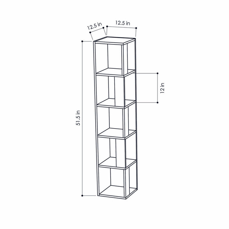 Libreria a colonna angolare moderna 5 vani in legno antracite cm 34x34x161h