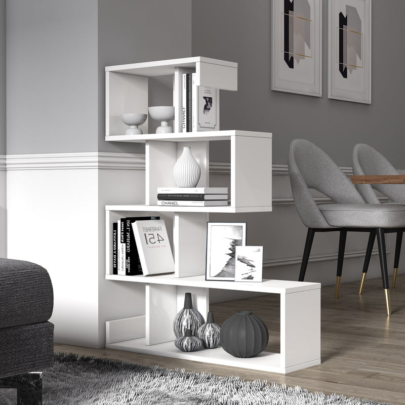 Libreria design a scala bifacciale colore bianco cm 80x22x100h