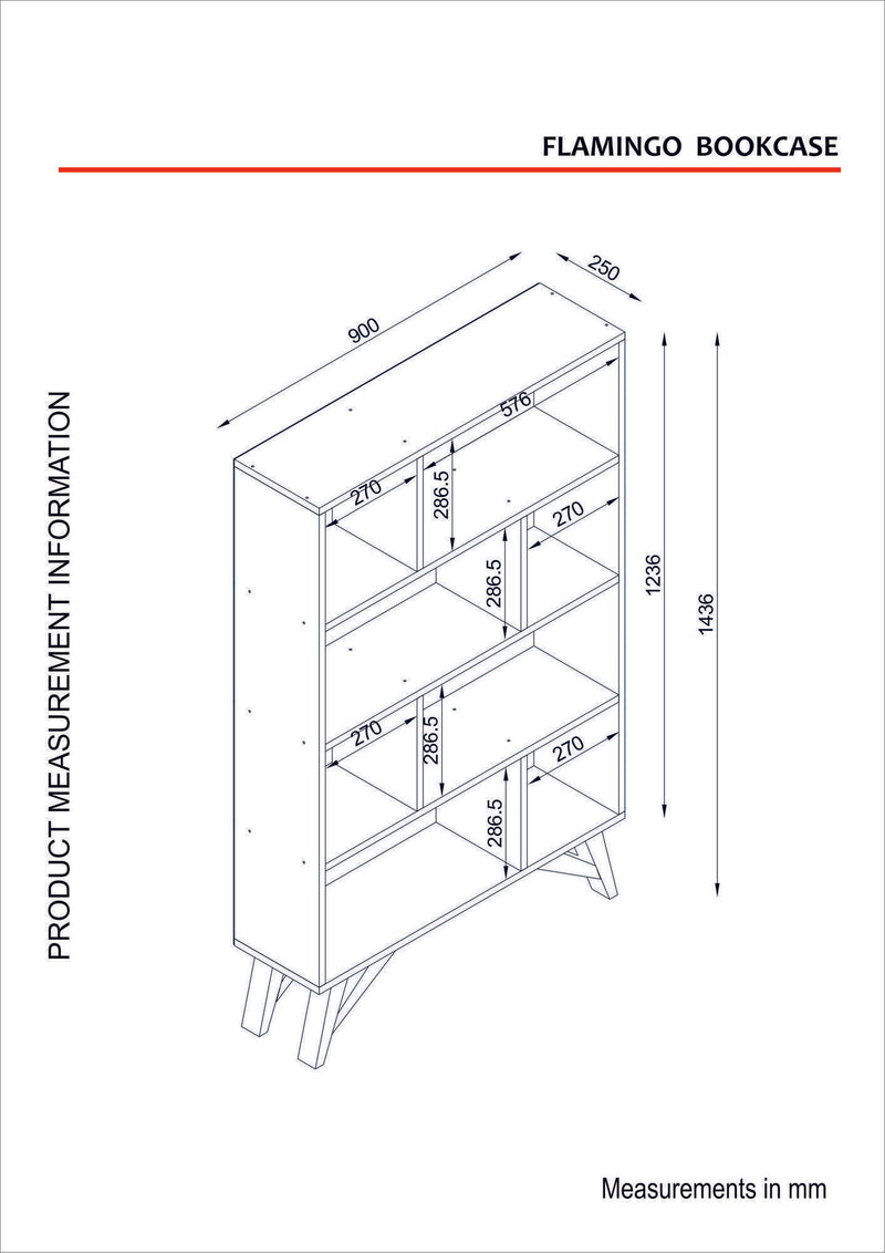 Libreria moderna da salotto 8 vani in legno colore noce cm 90x25x143h