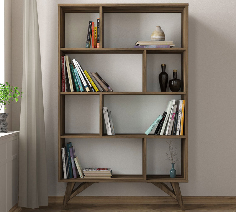 libreria design 8 vani i legno colore noce da salotto