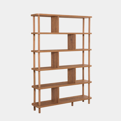 Libreria scaffale moderno da salotto soggiorno in legno colore naturale cm 120x28x168h