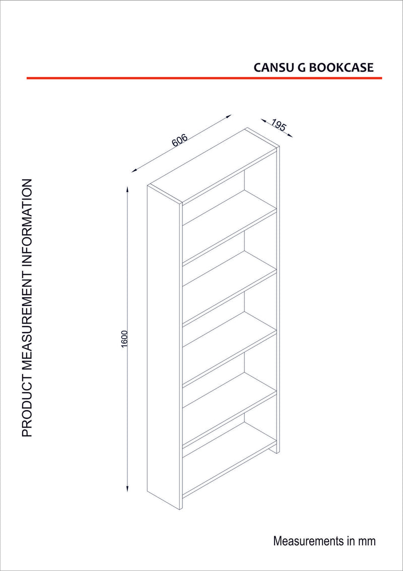 Libreria in legno bianco moderno con 5 vani a giorno cm 60x19x160h