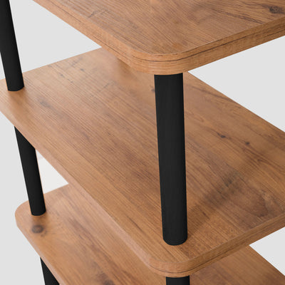 Libreria piccola scaffale 3 ripiani in legno naturale e nero cm 80x28x75h