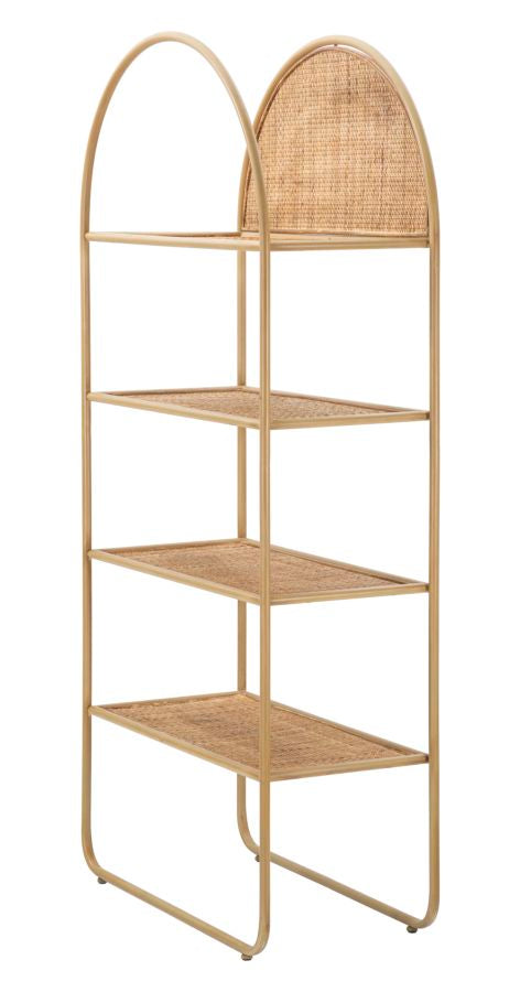 Libreria scaffale con 4 ripiani effetto rattan cm 80x40x180h