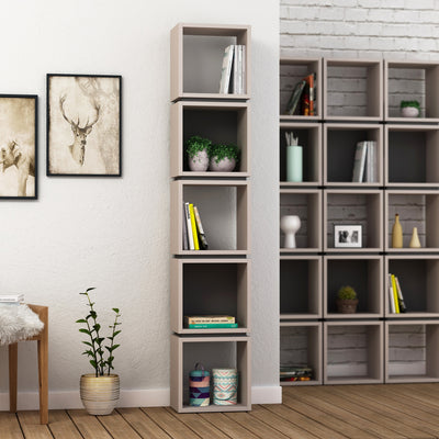 libreria a colonna 5 vani a giorno in legno moka chiaro e antracite