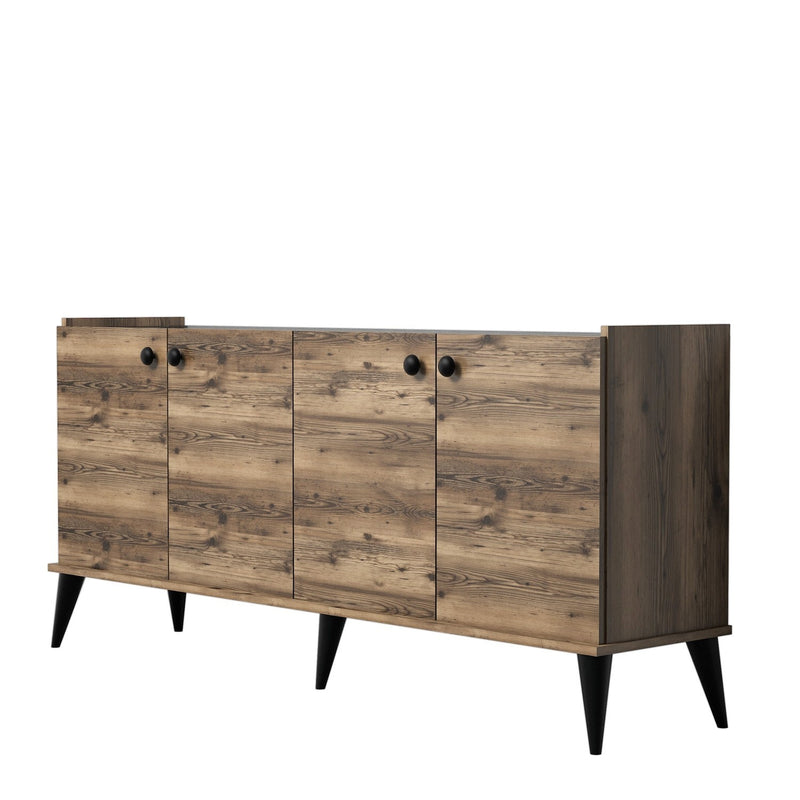 Madia design 4 ante per living noce e marmo nero cm 182x41x82h