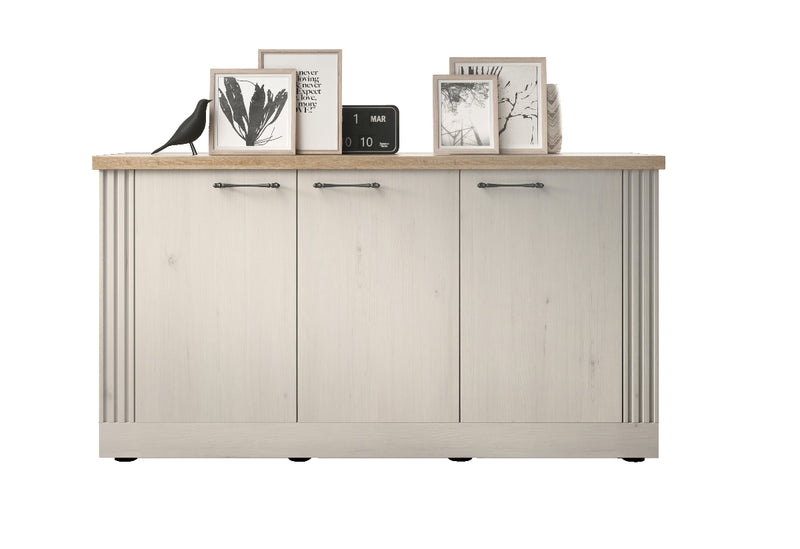 Gelsin - Madia credenza country 3 ante maniglie invecchiate cm 164x44x88h