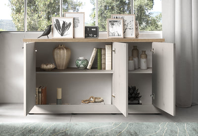 Gelsin - Madia credenza country 3 ante maniglie invecchiate cm 164x44x88h