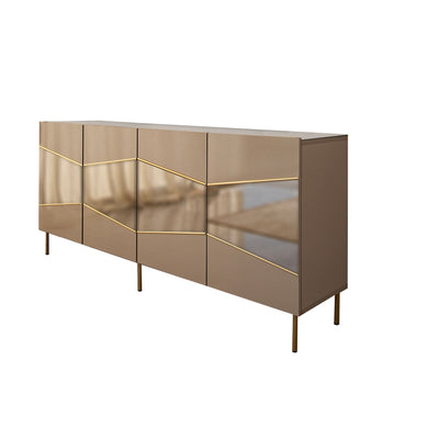 Madia design elegante colore bronzo 4 ante con inserto oro e specchio cm 180x40x80h