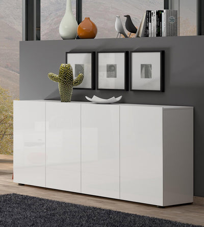 madia design 4 ante in legno bianco lucido per soggiorno