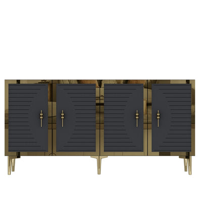 Madia moderna elegante stile glamour 4 ante con dettagli oro cm 150x32x75h - vari colori