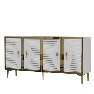 Madia moderna elegante stile glamour 4 ante con dettagli oro cm 150x32x75h - vari colori