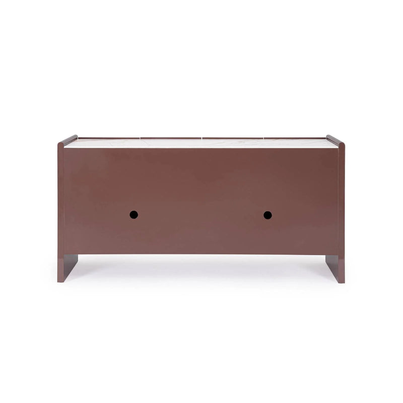 Madia moderna bordeaux a 4 Ante con top effetto marmo cm 163x45x80h