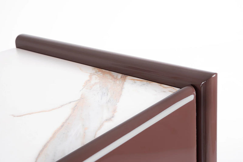 Madia moderna bordeaux a 4 Ante con top effetto marmo cm 163x45x80h