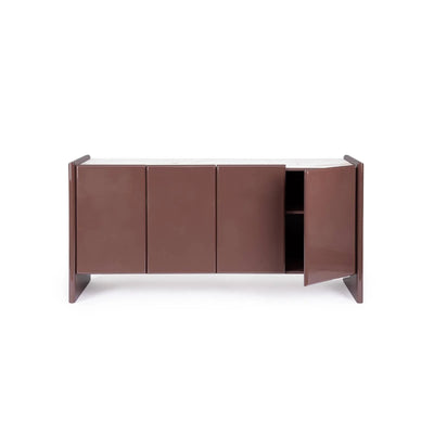 Madia moderna bordeaux a 4 Ante con top effetto marmo cm 163x45x80h