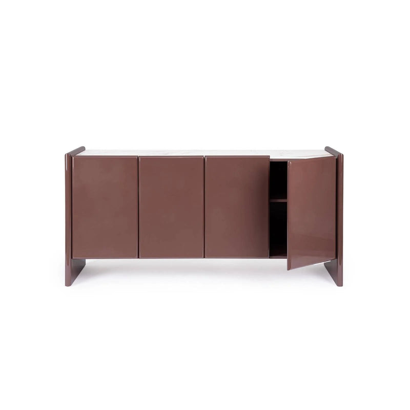 Madia moderna bordeaux a 4 Ante con top effetto marmo cm 163x45x80h