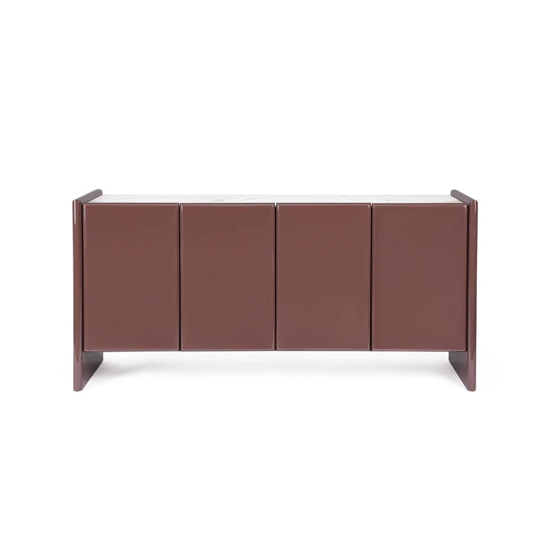 Madia moderna bordeaux a 4 Ante con top effetto marmo cm 163x45x80h